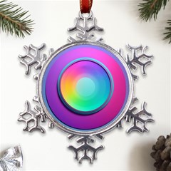 Circle Colorful Rainbow Spectrum Button Gradient Psychedelic Art Metal Large Snowflake Ornament by Maspions