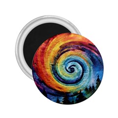 Cosmic Rainbow Quilt Artistic Swirl Spiral Forest Silhouette Fantasy 2 25  Magnets