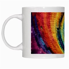 Cosmic Rainbow Quilt Artistic Swirl Spiral Forest Silhouette Fantasy White Mug