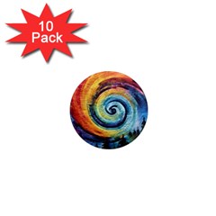 Cosmic Rainbow Quilt Artistic Swirl Spiral Forest Silhouette Fantasy 1  Mini Magnet (10 Pack) 