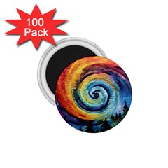 Cosmic Rainbow Quilt Artistic Swirl Spiral Forest Silhouette Fantasy 1 75  Magnets (100 Pack)  by Maspions