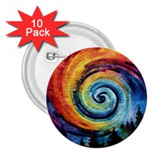 Cosmic Rainbow Quilt Artistic Swirl Spiral Forest Silhouette Fantasy 2 25  Buttons (10 Pack) 