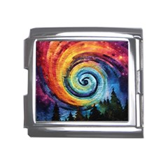 Cosmic Rainbow Quilt Artistic Swirl Spiral Forest Silhouette Fantasy Mega Link Italian Charm (18mm) by Maspions