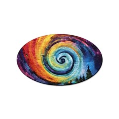 Cosmic Rainbow Quilt Artistic Swirl Spiral Forest Silhouette Fantasy Sticker (oval) by Maspions