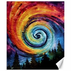 Cosmic Rainbow Quilt Artistic Swirl Spiral Forest Silhouette Fantasy Canvas 8  X 10 