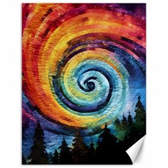 Cosmic Rainbow Quilt Artistic Swirl Spiral Forest Silhouette Fantasy Canvas 12  X 16 