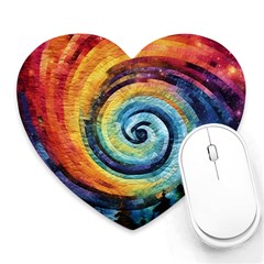 Cosmic Rainbow Quilt Artistic Swirl Spiral Forest Silhouette Fantasy Heart Mousepad by Maspions