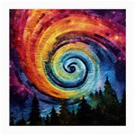 Cosmic Rainbow Quilt Artistic Swirl Spiral Forest Silhouette Fantasy Medium Glasses Cloth (2 Sides) Front