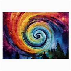 Cosmic Rainbow Quilt Artistic Swirl Spiral Forest Silhouette Fantasy Large Glasses Cloth by Maspions