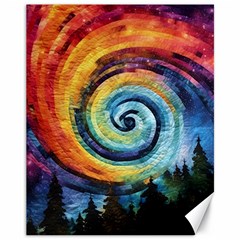 Cosmic Rainbow Quilt Artistic Swirl Spiral Forest Silhouette Fantasy Canvas 11  X 14 