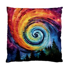 Cosmic Rainbow Quilt Artistic Swirl Spiral Forest Silhouette Fantasy Standard Cushion Case (two Sides)