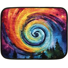 Cosmic Rainbow Quilt Artistic Swirl Spiral Forest Silhouette Fantasy Fleece Blanket (mini)