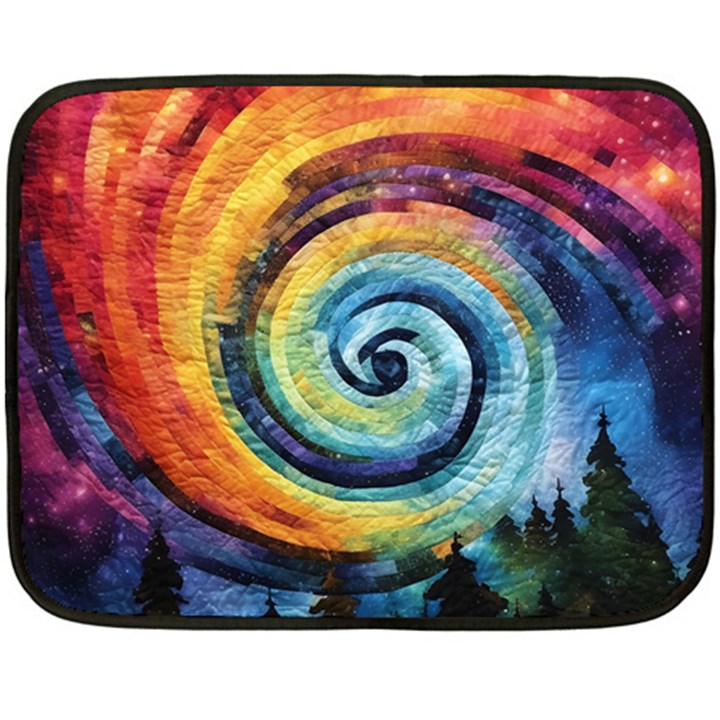 Cosmic Rainbow Quilt Artistic Swirl Spiral Forest Silhouette Fantasy Two Sides Fleece Blanket (Mini)