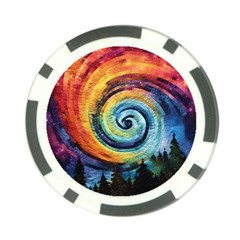 Cosmic Rainbow Quilt Artistic Swirl Spiral Forest Silhouette Fantasy Poker Chip Card Guard (10 Pack)