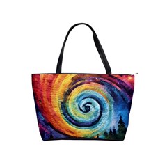 Cosmic Rainbow Quilt Artistic Swirl Spiral Forest Silhouette Fantasy Classic Shoulder Handbag by Maspions