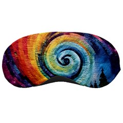 Cosmic Rainbow Quilt Artistic Swirl Spiral Forest Silhouette Fantasy Sleep Mask by Maspions