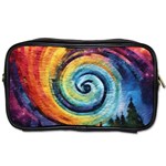 Cosmic Rainbow Quilt Artistic Swirl Spiral Forest Silhouette Fantasy Toiletries Bag (One Side) Front