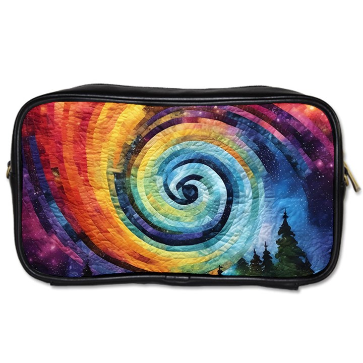 Cosmic Rainbow Quilt Artistic Swirl Spiral Forest Silhouette Fantasy Toiletries Bag (One Side)