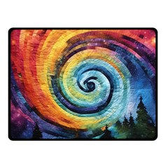 Cosmic Rainbow Quilt Artistic Swirl Spiral Forest Silhouette Fantasy Fleece Blanket (small) by Maspions