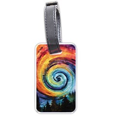 Cosmic Rainbow Quilt Artistic Swirl Spiral Forest Silhouette Fantasy Luggage Tag (one Side)