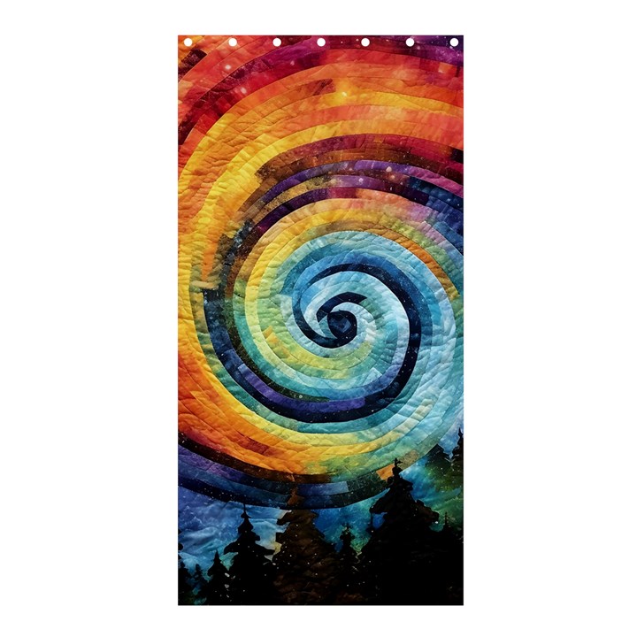 Cosmic Rainbow Quilt Artistic Swirl Spiral Forest Silhouette Fantasy Shower Curtain 36  x 72  (Stall) 