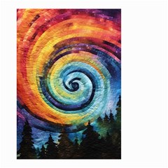 Cosmic Rainbow Quilt Artistic Swirl Spiral Forest Silhouette Fantasy Small Garden Flag (two Sides)