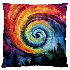 Cosmic Rainbow Quilt Artistic Swirl Spiral Forest Silhouette Fantasy Large Cushion Case (two Sides)