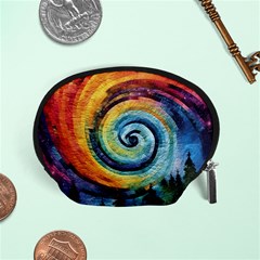 Cosmic Rainbow Quilt Artistic Swirl Spiral Forest Silhouette Fantasy Accessory Pouch (small) by Maspions