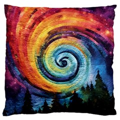 Cosmic Rainbow Quilt Artistic Swirl Spiral Forest Silhouette Fantasy Standard Premium Plush Fleece Cushion Case (two Sides)