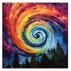 Cosmic Rainbow Quilt Artistic Swirl Spiral Forest Silhouette Fantasy Square Satin Scarf (36  X 36 )