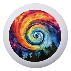 Cosmic Rainbow Quilt Artistic Swirl Spiral Forest Silhouette Fantasy Dento Box With Mirror by Maspions