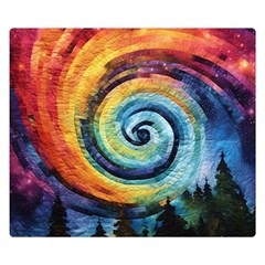 Cosmic Rainbow Quilt Artistic Swirl Spiral Forest Silhouette Fantasy Premium Plush Fleece Blanket (small) by Maspions