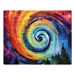 Cosmic Rainbow Quilt Artistic Swirl Spiral Forest Silhouette Fantasy Premium Plush Fleece Blanket (large) by Maspions