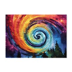 Cosmic Rainbow Quilt Artistic Swirl Spiral Forest Silhouette Fantasy Crystal Sticker (a4) by Maspions