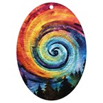 Cosmic Rainbow Quilt Artistic Swirl Spiral Forest Silhouette Fantasy UV Print Acrylic Ornament Oval Front