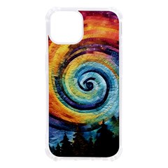 Cosmic Rainbow Quilt Artistic Swirl Spiral Forest Silhouette Fantasy Iphone 13 Tpu Uv Print Case by Maspions