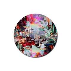 Digital Computer Technology Office Information Modern Media Web Connection Art Creatively Colorful C Rubber Round Coaster (4 Pack)