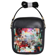 Digital Computer Technology Office Information Modern Media Web Connection Art Creatively Colorful C Girls Sling Bag