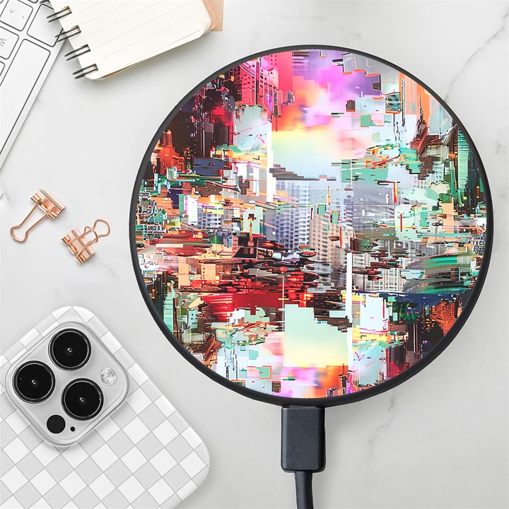 Digital Computer Technology Office Information Modern Media Web Connection Art Creatively Colorful C Wireless Fast Charger(Black)