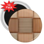 Wooden Wickerwork Texture Square Pattern 3  Magnets (10 pack)  Front