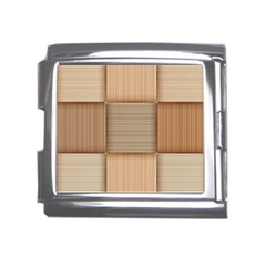 Wooden Wickerwork Texture Square Pattern Mega Link Italian Charm (18mm) by Maspions