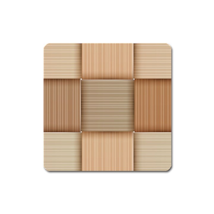 Wooden Wickerwork Texture Square Pattern Square Magnet