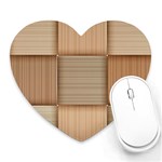 Wooden Wickerwork Texture Square Pattern Heart Mousepad Front