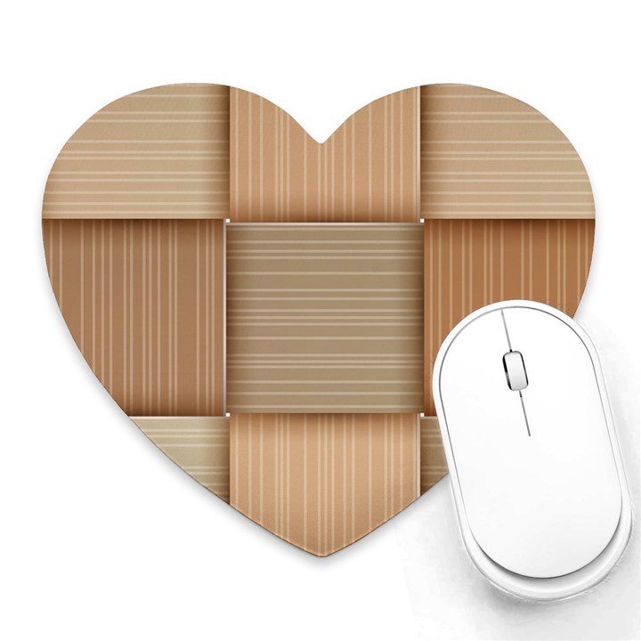 Wooden Wickerwork Texture Square Pattern Heart Mousepad