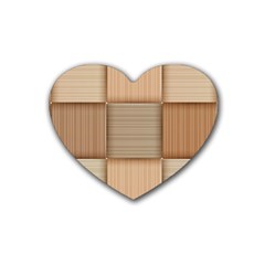 Wooden Wickerwork Texture Square Pattern Rubber Heart Coaster (4 Pack)