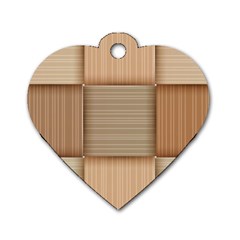 Wooden Wickerwork Texture Square Pattern Dog Tag Heart (two Sides)