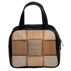 Wooden Wickerwork Texture Square Pattern Classic Handbag (two Sides)