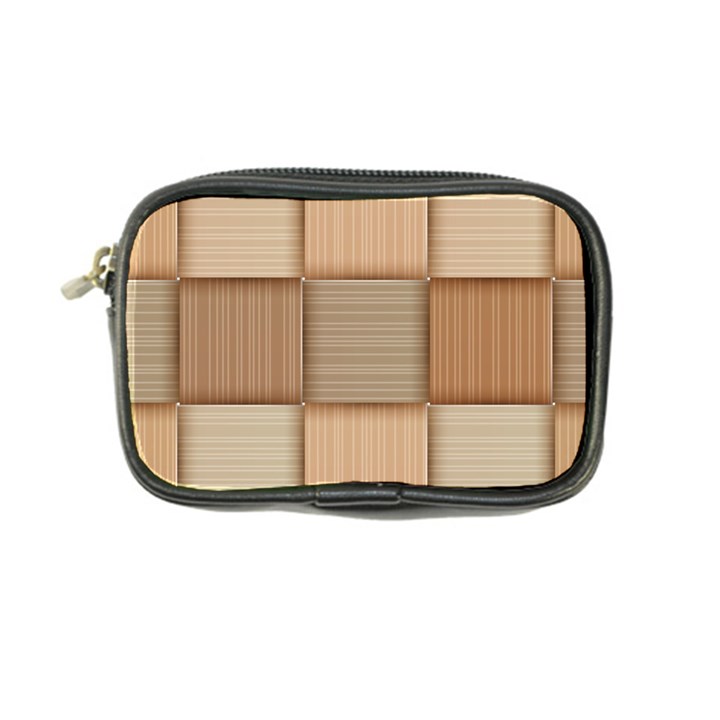 Wooden Wickerwork Texture Square Pattern Coin Purse