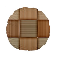 Wooden Wickerwork Texture Square Pattern Standard 15  Premium Flano Round Cushions by Maspions