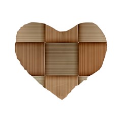 Wooden Wickerwork Texture Square Pattern Standard 16  Premium Flano Heart Shape Cushions by Maspions